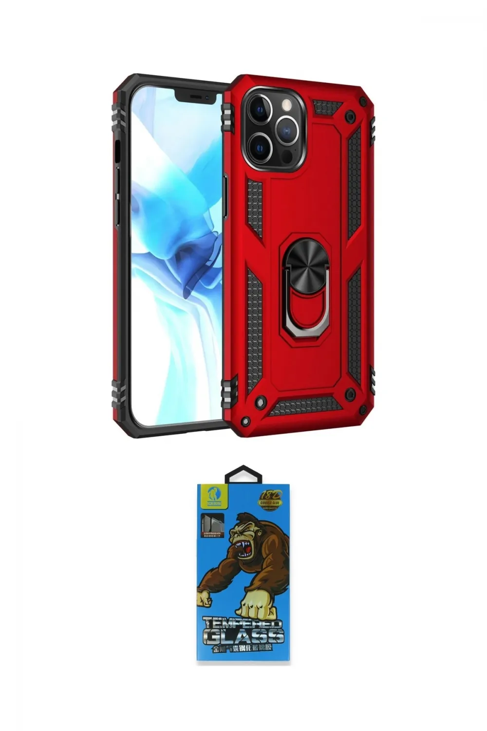 ieg™ iPhone 12 Pro Max Kılıf Ahenk Klasik Koleksiyonu - Siyah 18D Cam Ekran Koruyucu