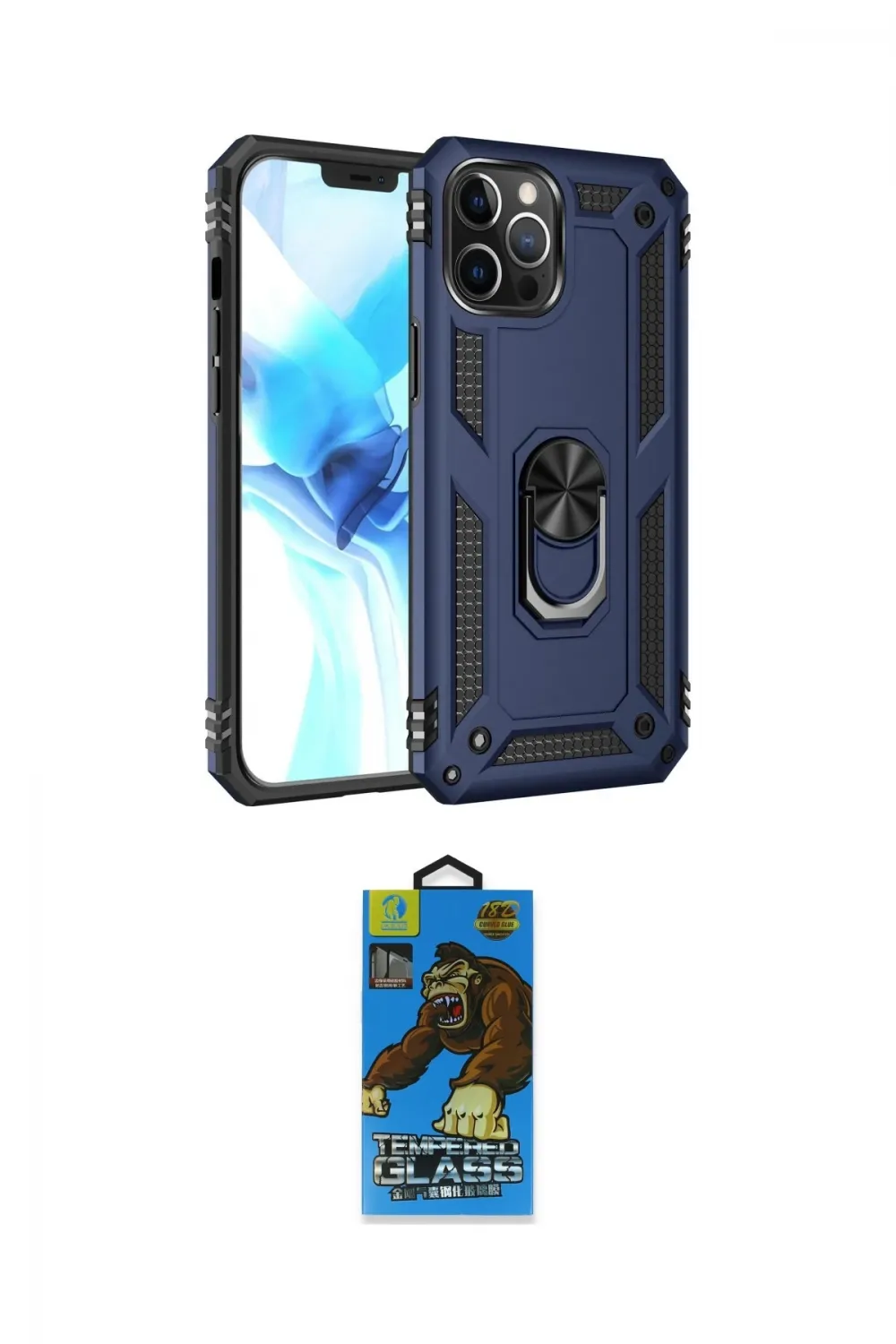 ieg™ iPhone 12 Pro Max Kılıf Ahenk Klasik Koleksiyonu - Siyah 18D Cam Ekran Koruyucu