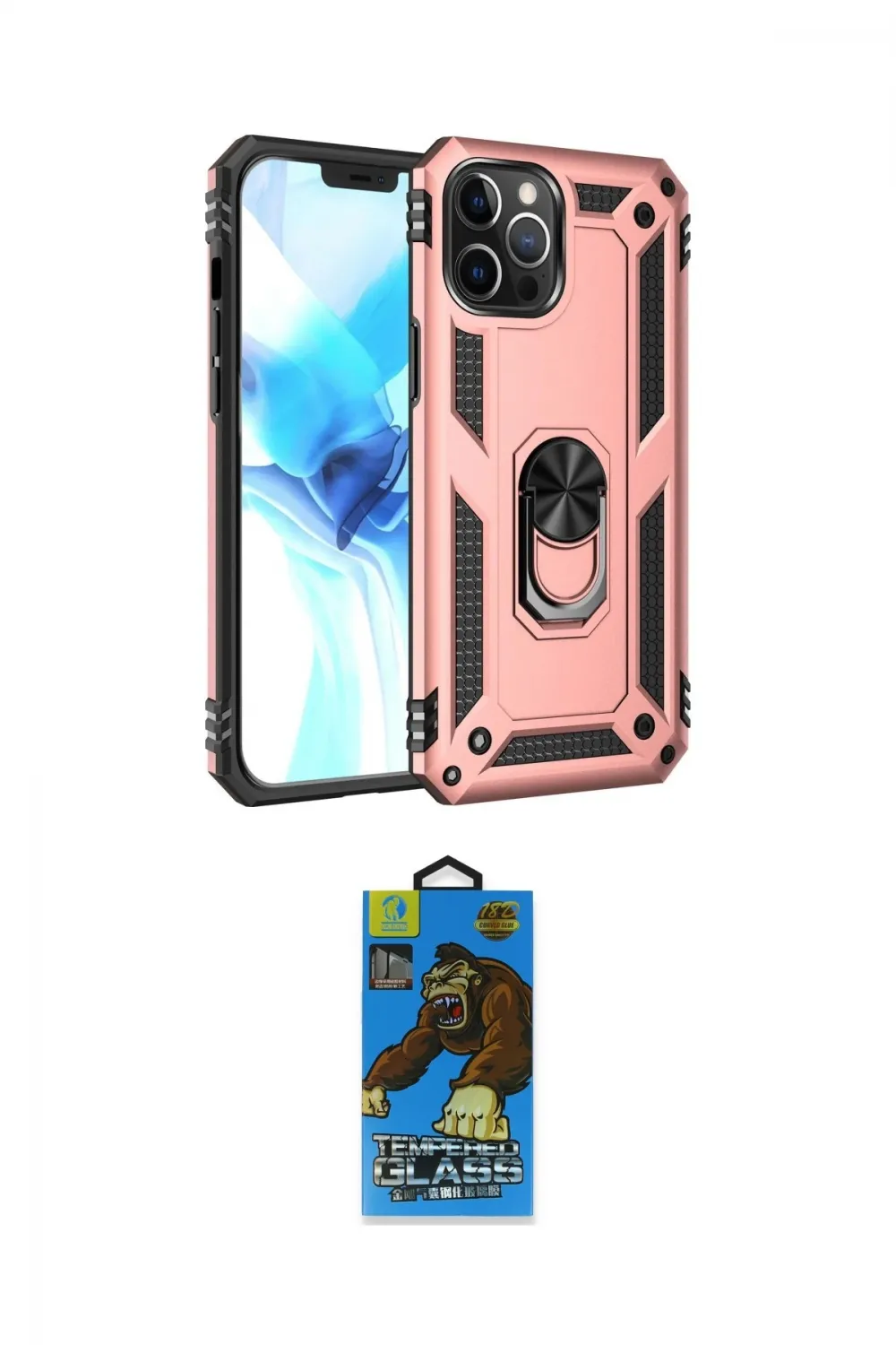 ieg™ iPhone 12 Pro Max Kılıf Ahenk Klasik Koleksiyonu - Siyah 18D Cam Ekran Koruyucu