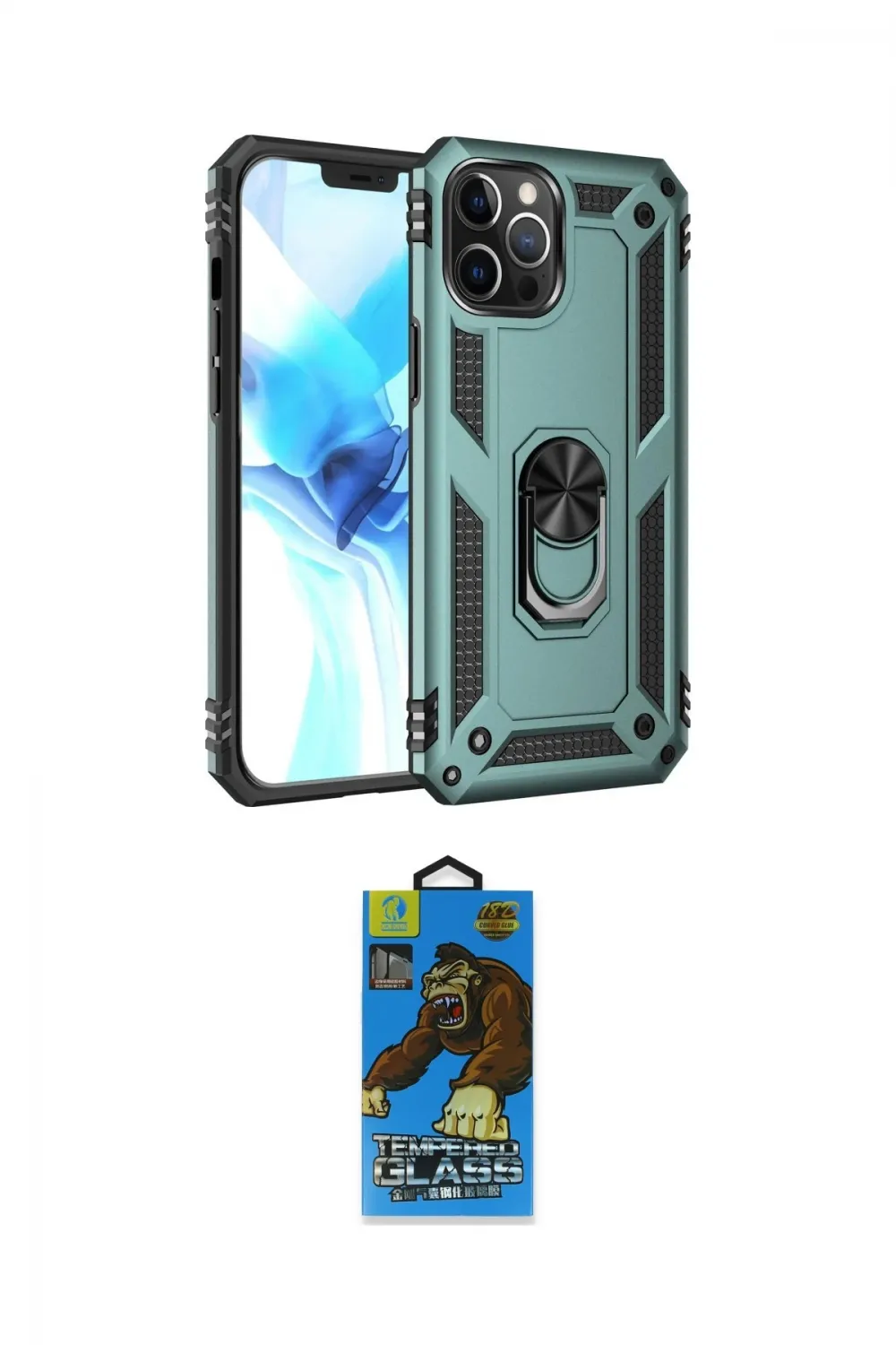 ieg™ iPhone 12 Pro Max Kılıf Ahenk Klasik Koleksiyonu - Siyah 18D Cam Ekran Koruyucu