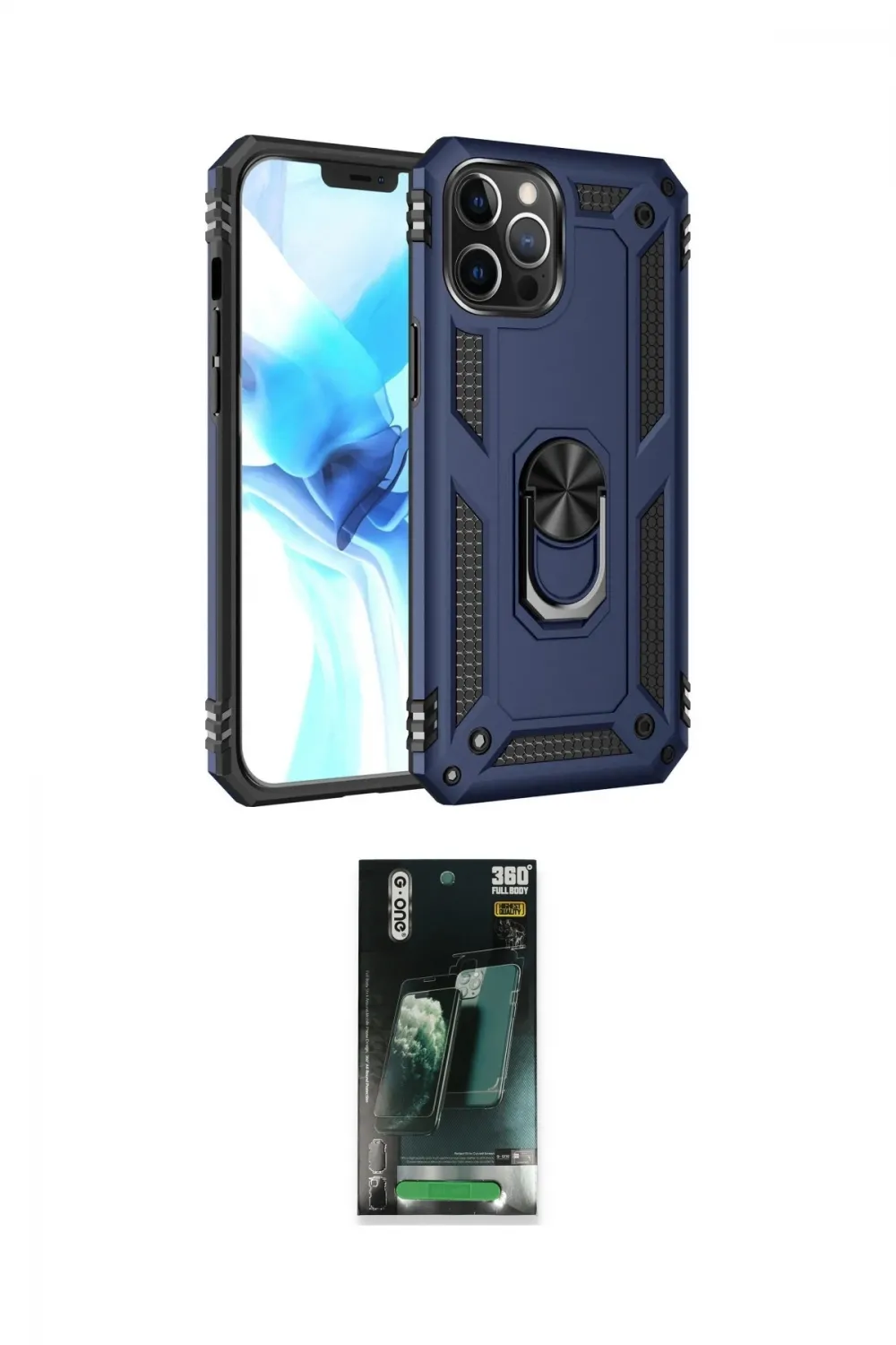 ieg™ iPhone 12 Pro Max Kılıf Ahenk Klasik Koleksiyonu - Siyah 360 Mat Full Body Arka Koruyucu