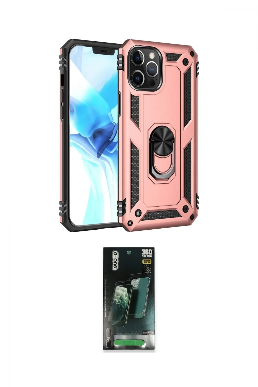 ieg™ iPhone 12 Pro Max Kılıf Ahenk Klasik Koleksiyonu - Siyah 360 Mat Full Body Arka Koruyucu