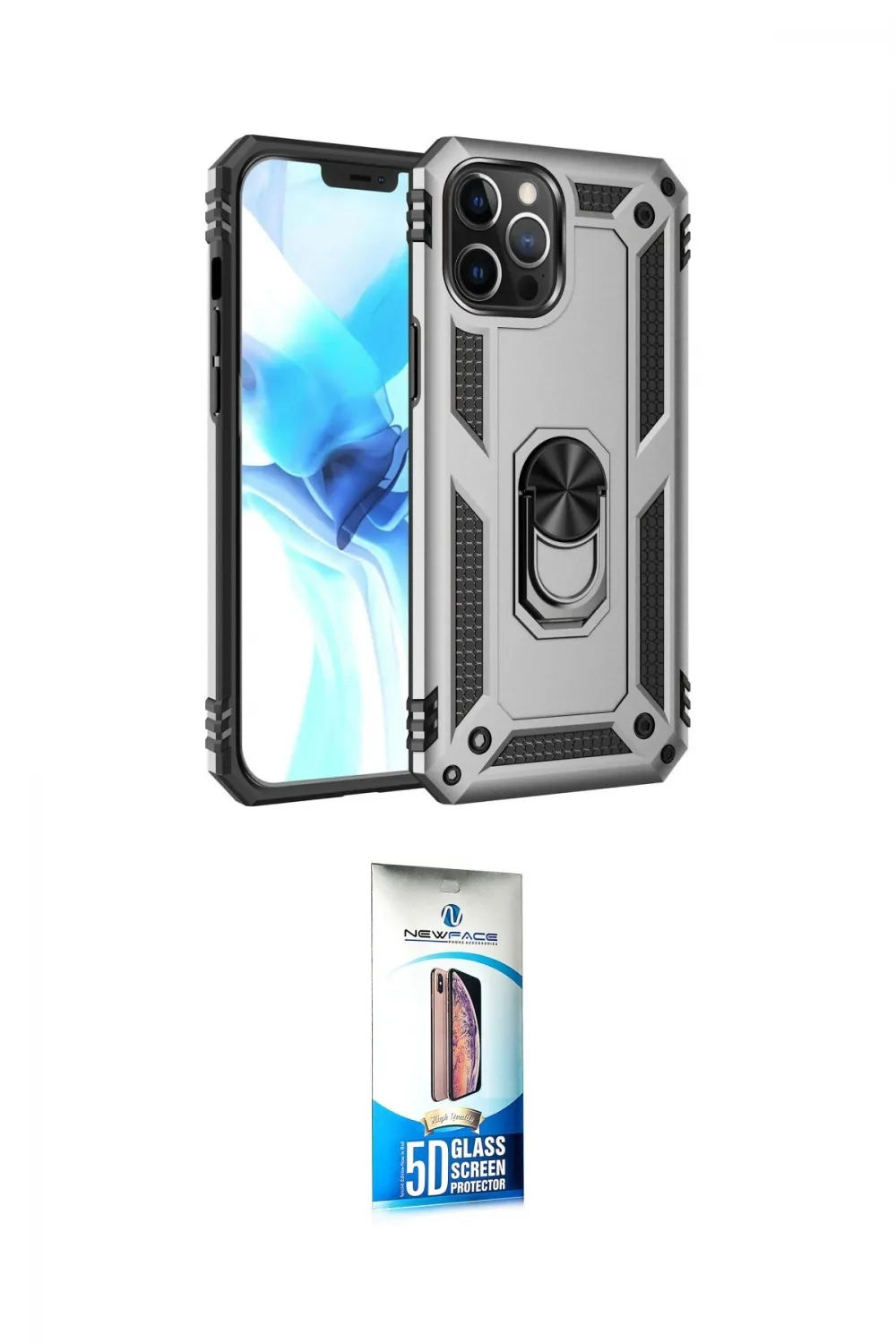 ieg™ iPhone 12 Pro Max Kılıf Ahenk Klasik Koleksiyonu - Siyah 5D Eko Cam Ekran Koruyucu