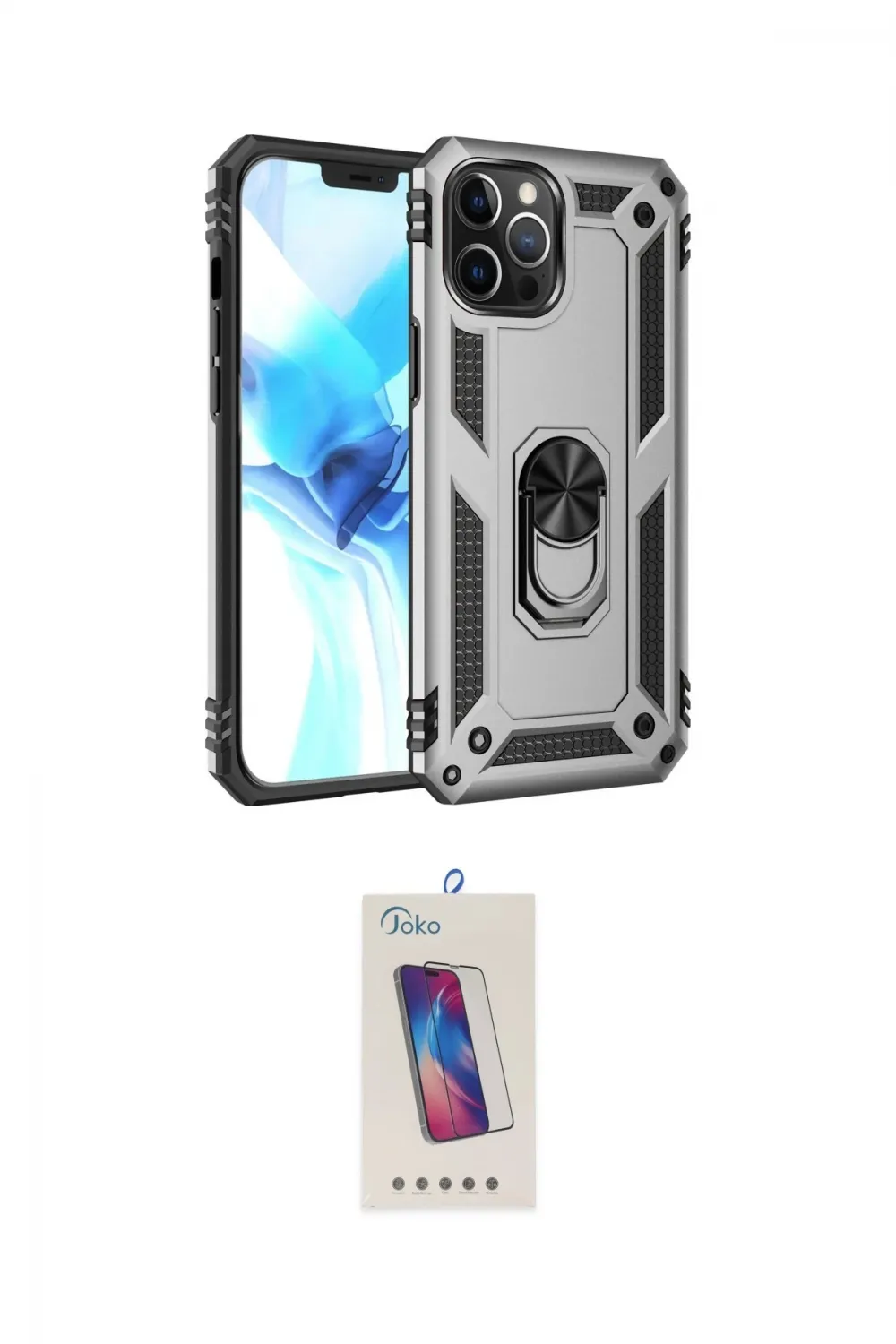 ieg™ iPhone 12 Pro Max Kılıf Ahenk Klasik Koleksiyonu - Siyah Joko 5D Cam