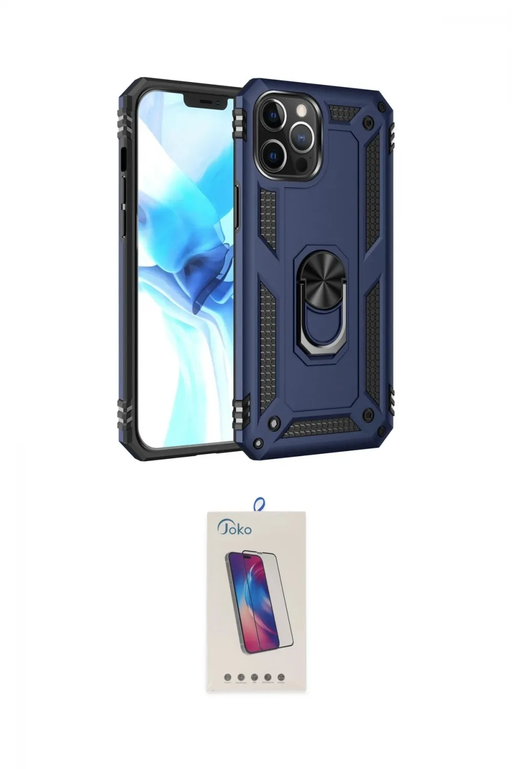 ieg™ iPhone 12 Pro Max Kılıf Ahenk Klasik Koleksiyonu - Siyah Joko 5D Cam