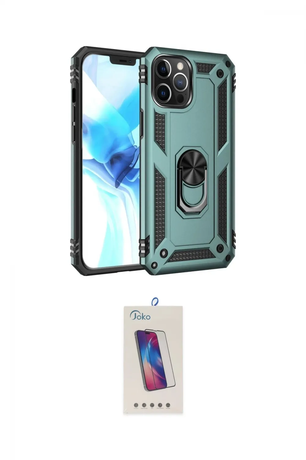 ieg™ iPhone 12 Pro Max Kılıf Ahenk Klasik Koleksiyonu - Siyah Joko 5D Cam