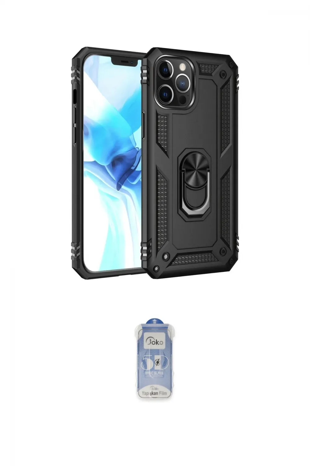 ieg™ iPhone 12 Pro Max Kılıf Ahenk Klasik Koleksiyonu - Siyah Joko Magic 5D Cam