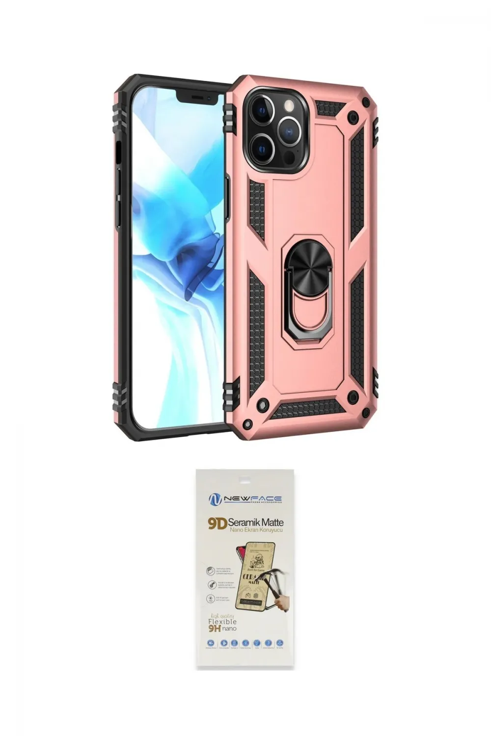 ieg™ iPhone 12 Pro Max Kılıf Ahenk Klasik Koleksiyonu - Siyah Mat Seramik Nano Ekran Koruyucu