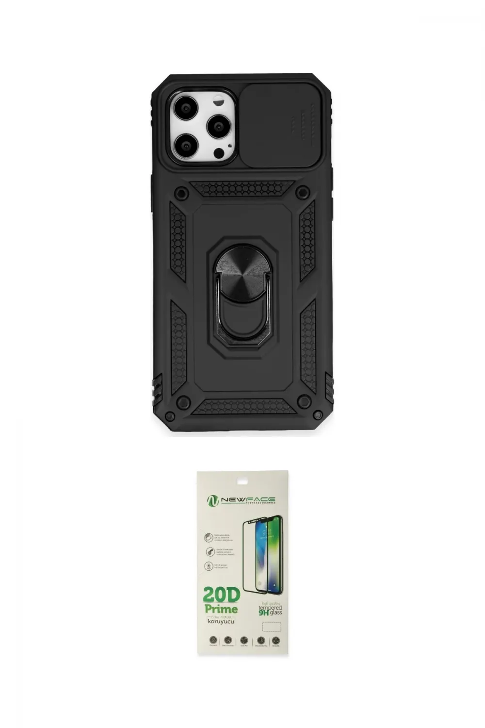 ieg™ iPhone 12 Pro Max Kılıf Ahenk Klasik - Siyah 20D Premium Cam Ekran Koruyucu