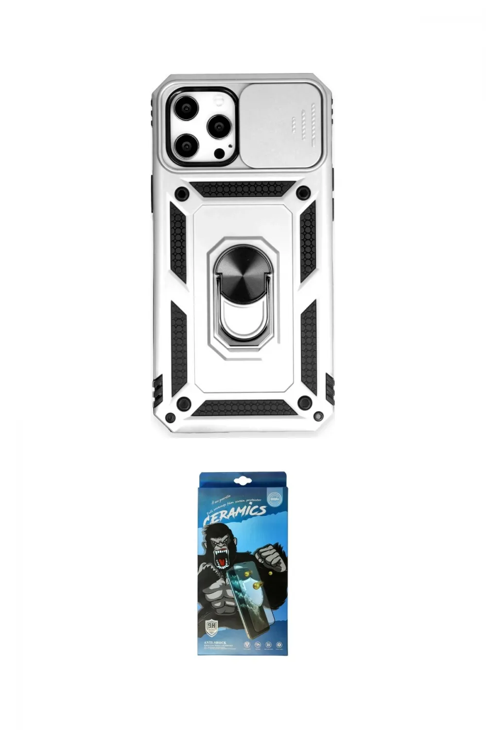 ieg™ iPhone 12 Pro Max Kılıf Ahenk Klasik - Siyah 34D Izgaralı Cam
