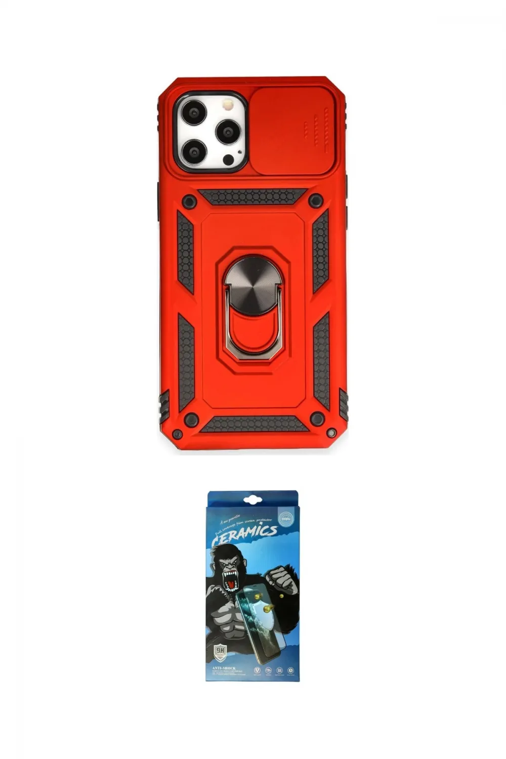 ieg™ iPhone 12 Pro Max Kılıf Ahenk Klasik - Siyah 34D Izgaralı Cam