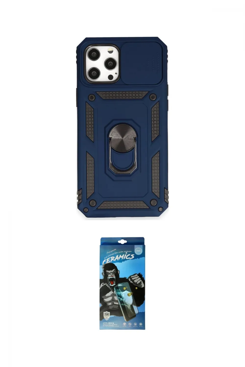 ieg™ iPhone 12 Pro Max Kılıf Ahenk Klasik - Siyah 34D Izgaralı Cam