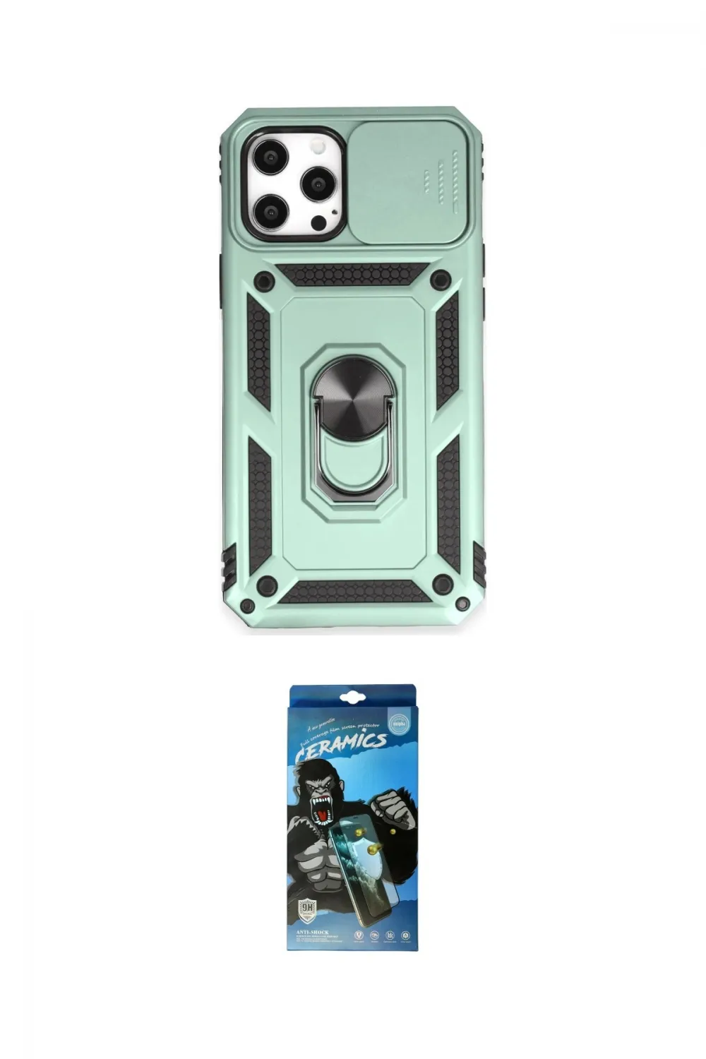ieg™ iPhone 12 Pro Max Kılıf Ahenk Klasik - Siyah 34D Izgaralı Cam