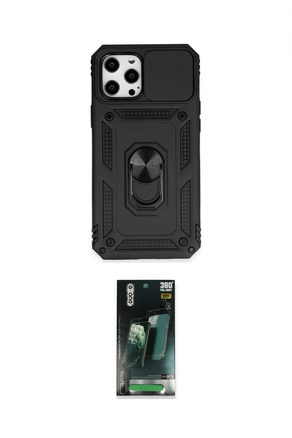 ieg™ iPhone 12 Pro Max Kılıf Ahenk Klasik - Siyah 360 Mat Full Body Arka Koruyucu