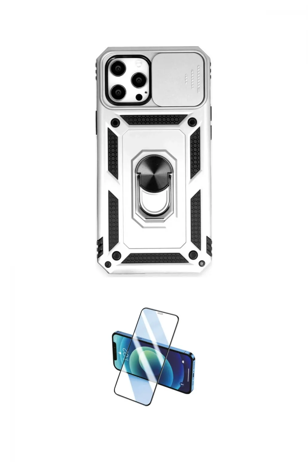 ieg™ iPhone 12 Pro Max Kılıf Ahenk Klasik - Siyah 3D Antistatik Seramik Nano Ekran Koruyucu