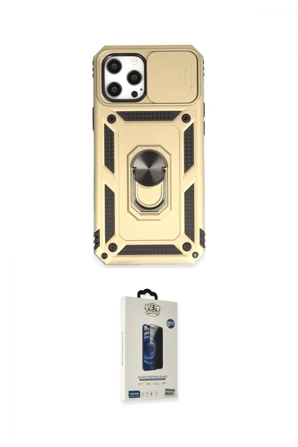ieg™ iPhone 12 Pro Max Kılıf Ahenk Klasik - Siyah Bilvis Hayalet Cam Ekran Koruyucu