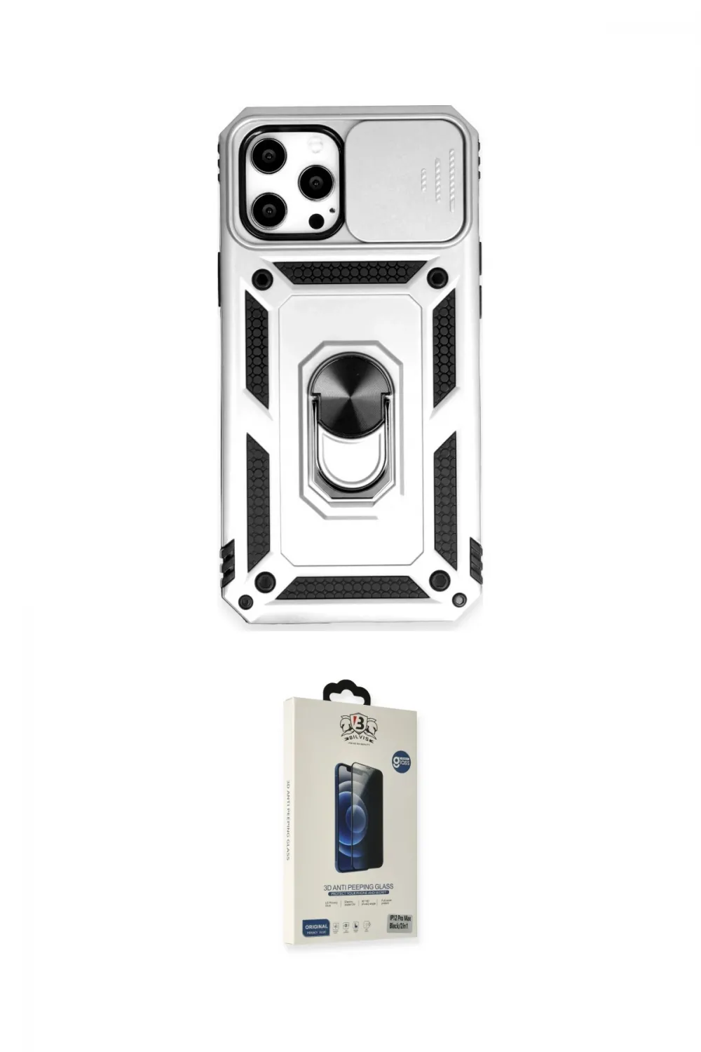 ieg™ iPhone 12 Pro Max Kılıf Ahenk Klasik - Siyah Bilvis Hayalet Cam Ekran Koruyucu