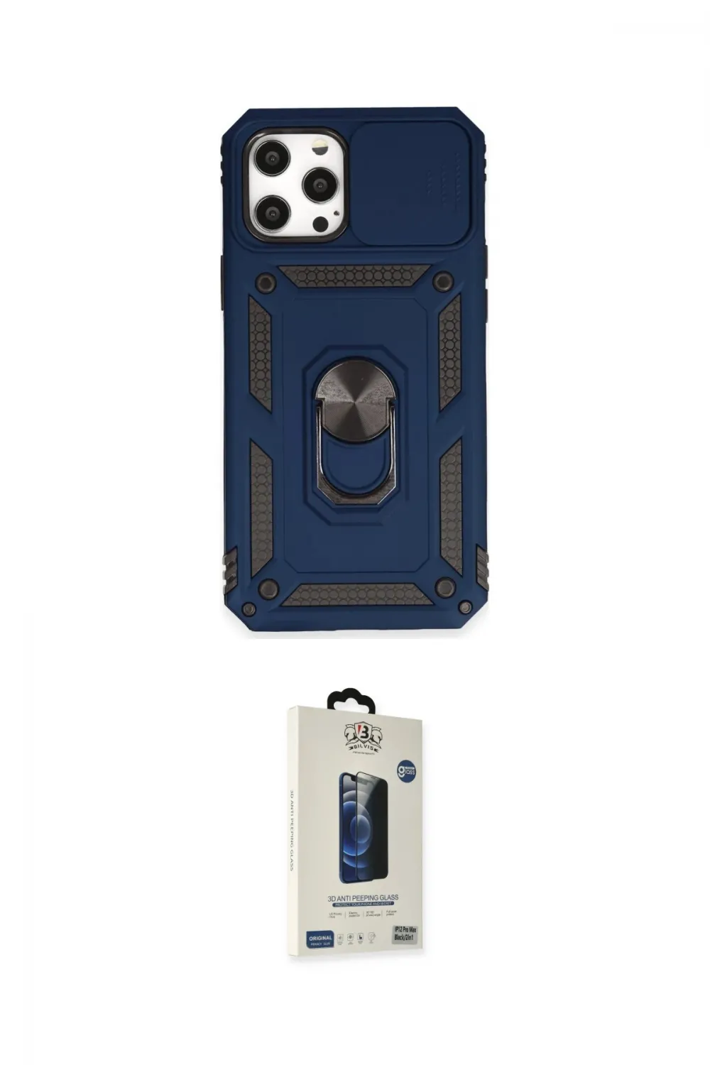 ieg™ iPhone 12 Pro Max Kılıf Ahenk Klasik - Siyah Bilvis Hayalet Cam Ekran Koruyucu