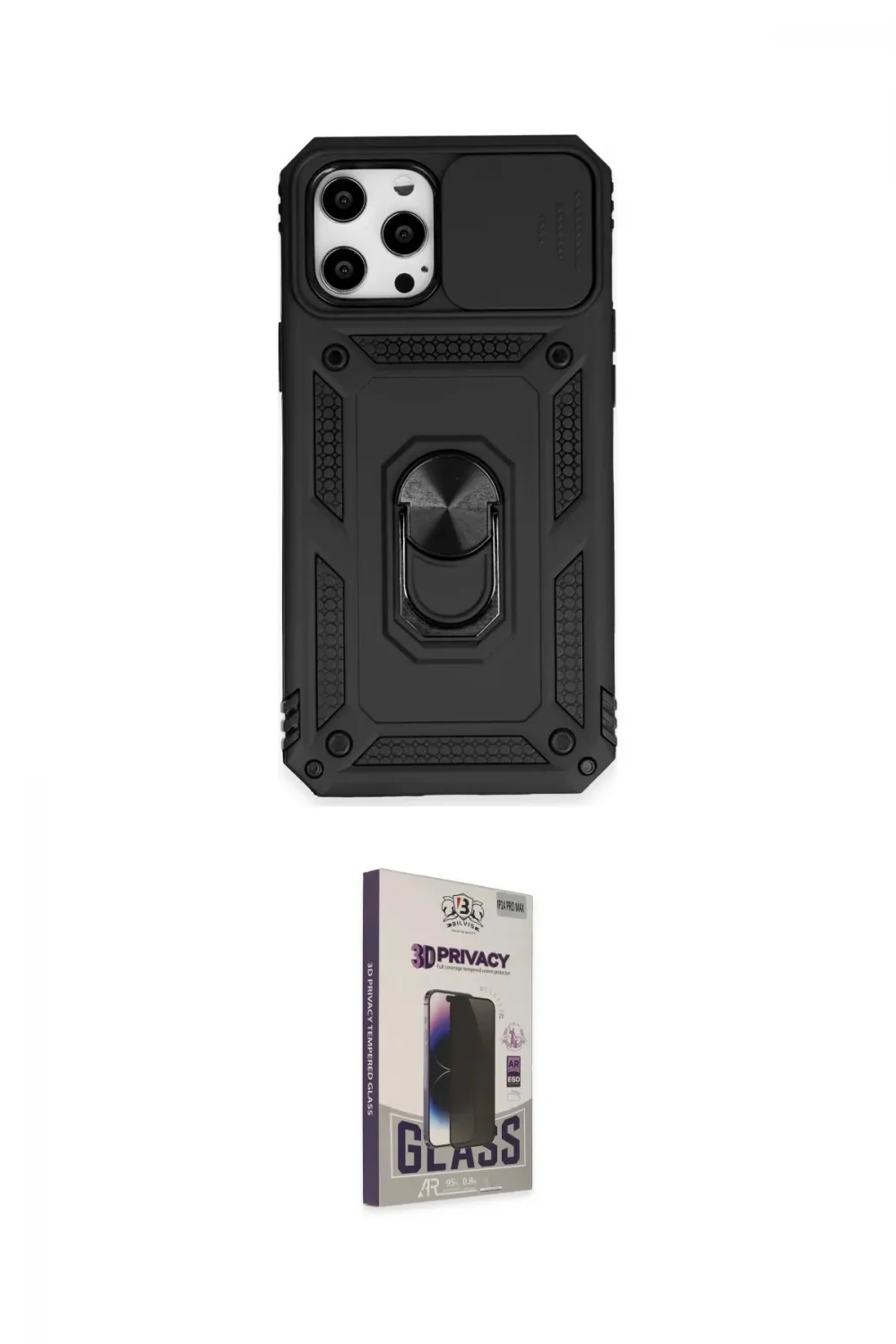 ieg™ iPhone 12 Pro Max Kılıf Ahenk Klasik - Siyah Bilvis Hayalet Cam Ekran Koruyucu