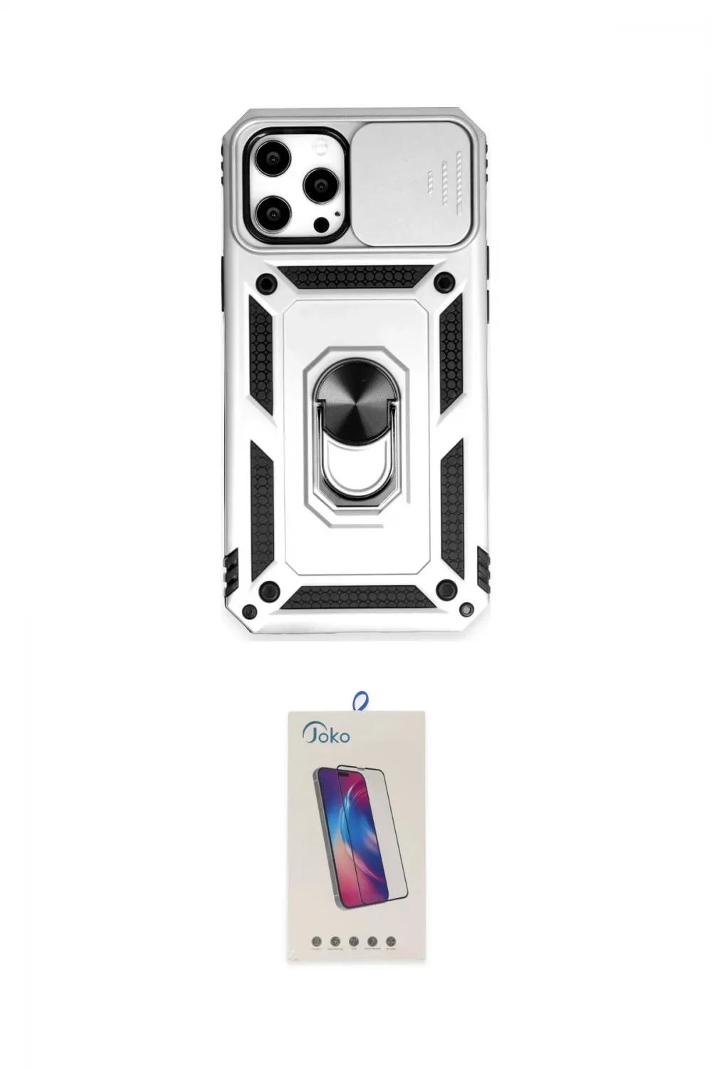 ieg™ iPhone 12 Pro Max Kılıf Ahenk Klasik - Siyah Joko 5D Cam