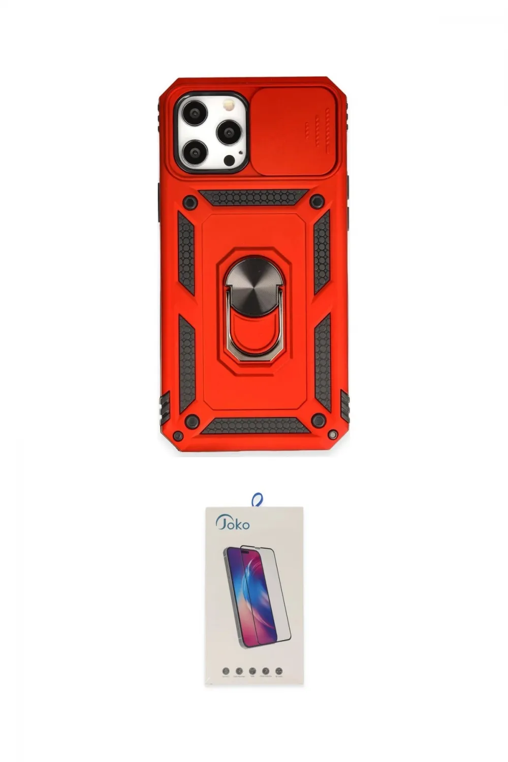 ieg™ iPhone 12 Pro Max Kılıf Ahenk Klasik - Siyah Joko 5D Cam