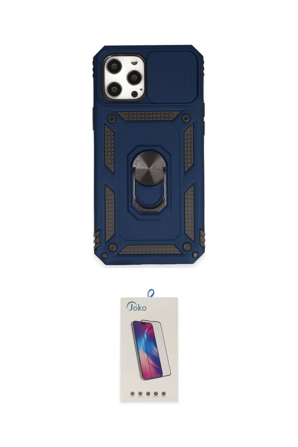 ieg™ iPhone 12 Pro Max Kılıf Ahenk Klasik - Siyah Joko 5D Cam