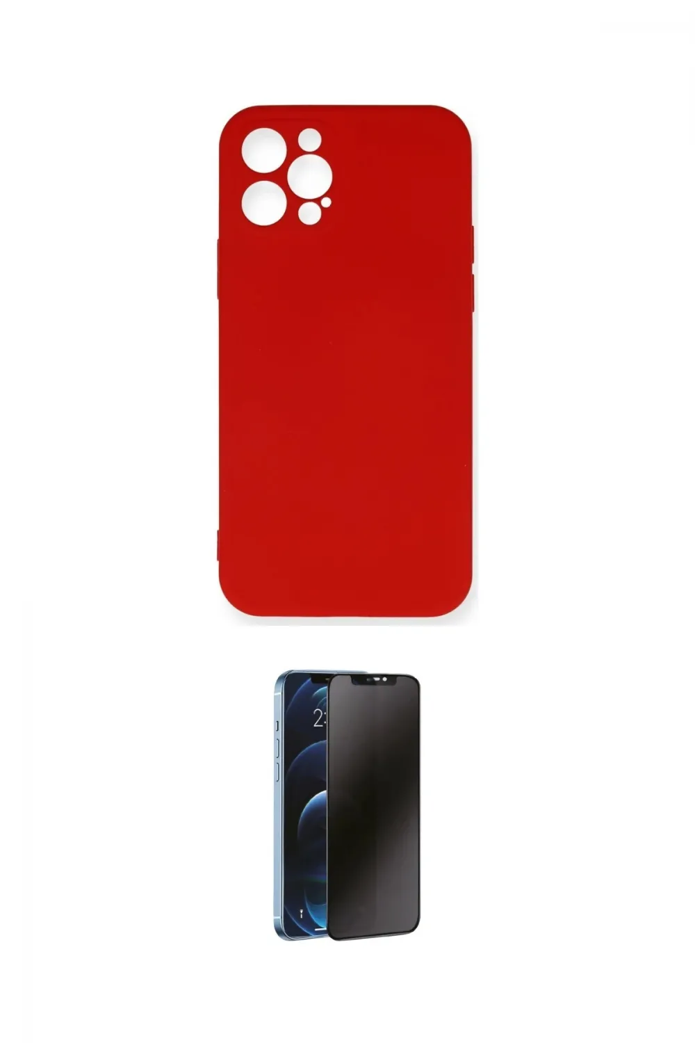 ieg™ iPhone 12 Pro Max Kılıf Ahenk Serisi - Siyah 3D Antistatik Hayalet Cam Ekran Koruyucu