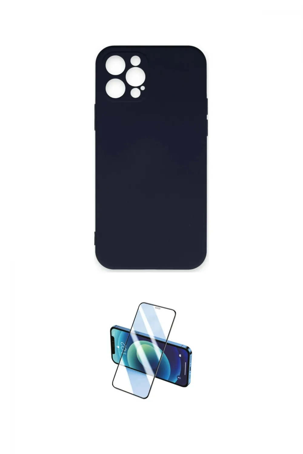 ieg™ iPhone 12 Pro Max Kılıf Ahenk Serisi - Siyah 3D Antistatik Seramik Nano Ekran Koruyucu