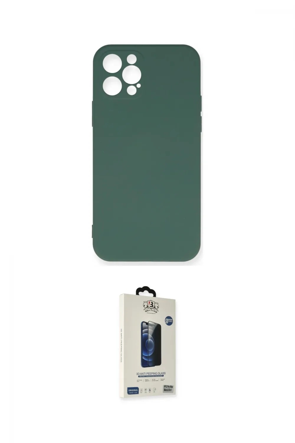 ieg™ iPhone 12 Pro Max Kılıf Ahenk Serisi - Siyah Bilvis Hayalet Cam Ekran Koruyucu