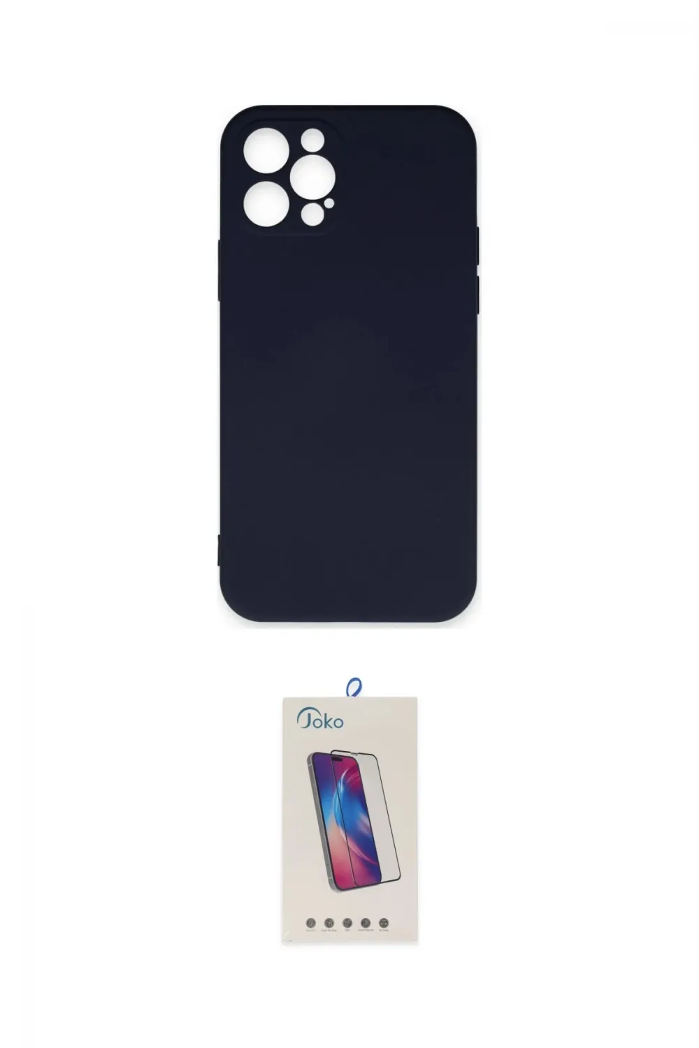 ieg™ iPhone 12 Pro Max Kılıf Ahenk Serisi - Siyah Joko 5D Cam