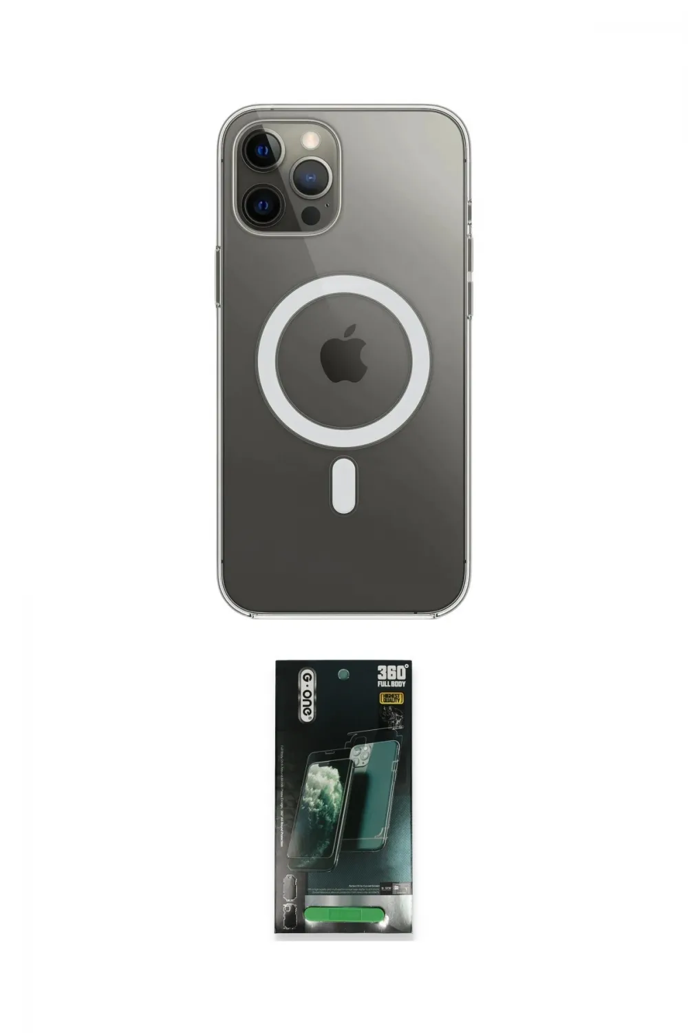 ieg™ iPhone 12 Pro Max Kılıf Ahenk Yansıma Prime - Şeffaf 360 Full Body Arka Koruyucu