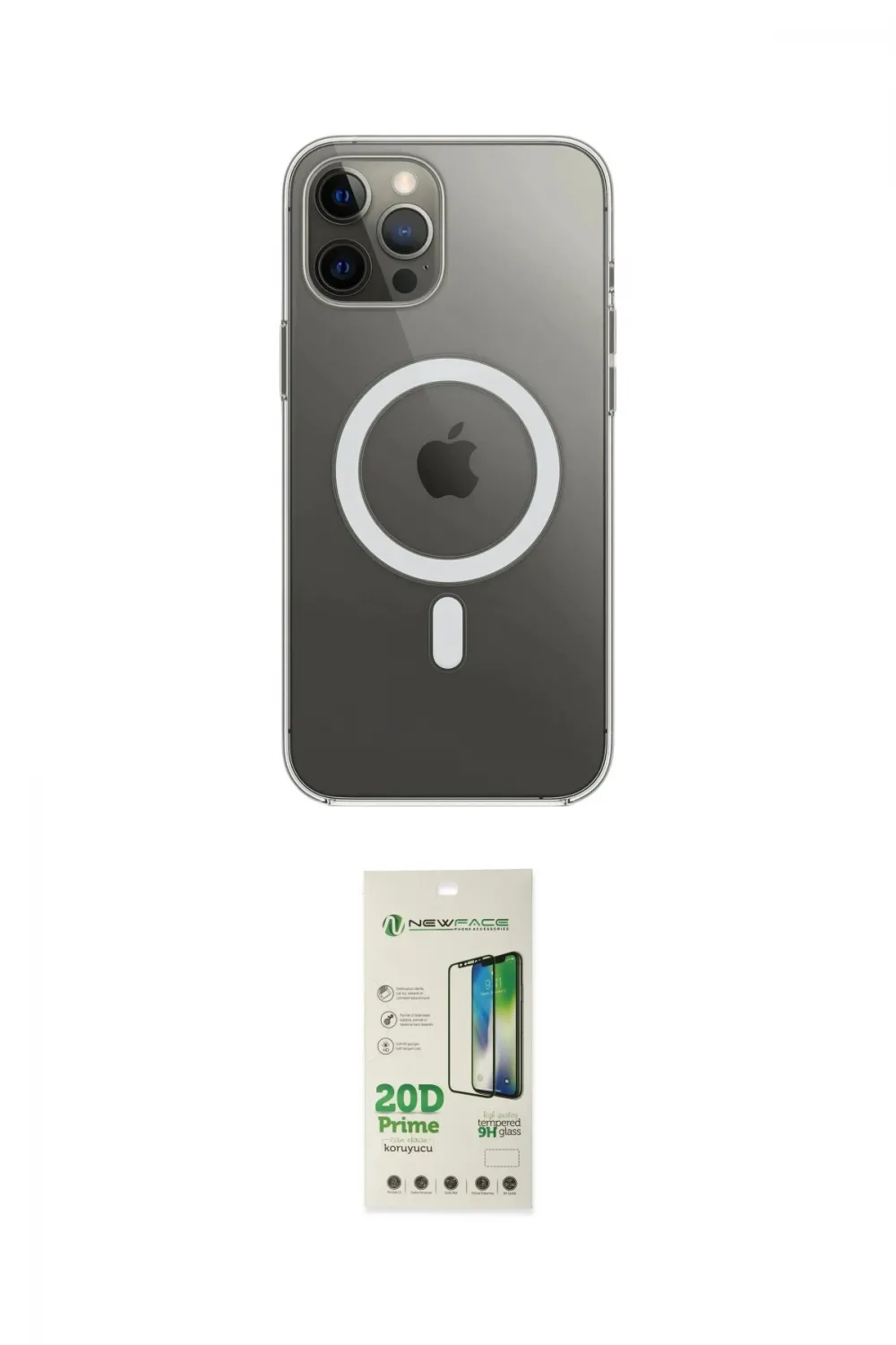 ieg™ iPhone 12 Pro Max Kılıf Ahenk Yansıma Prime - Siyah 20D Premium Cam Ekran Koruyucu
