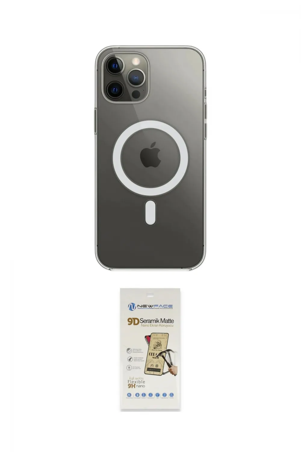 ieg™ iPhone 12 Pro Max Kılıf Ahenk Yansıma Prime - Siyah Mat Seramik Nano Ekran Koruyucu