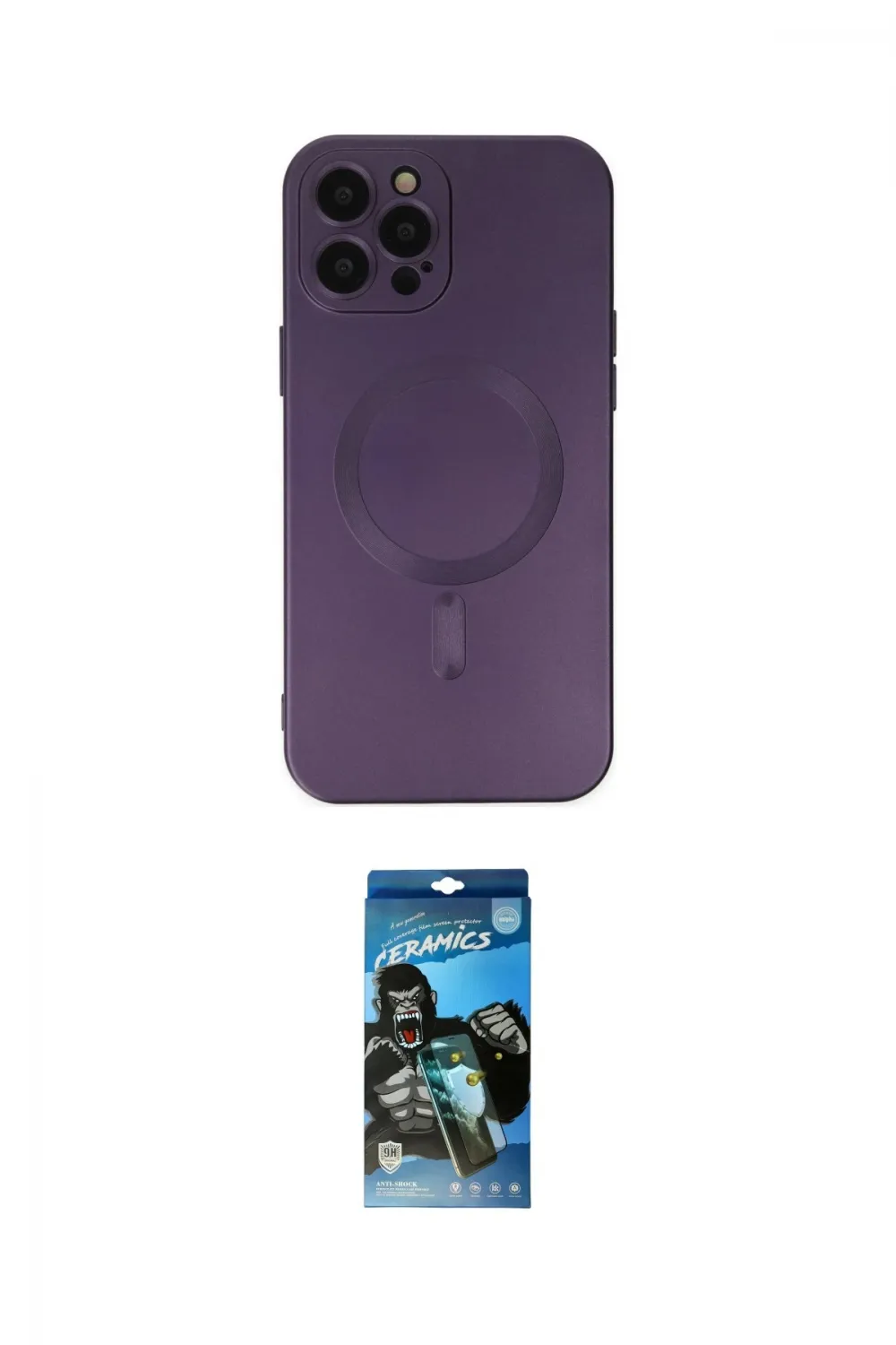 ieg™ iPhone 12 Pro Max Kılıf Akış Minimal Özel Seri - Siyah 34D Izgaralı Cam