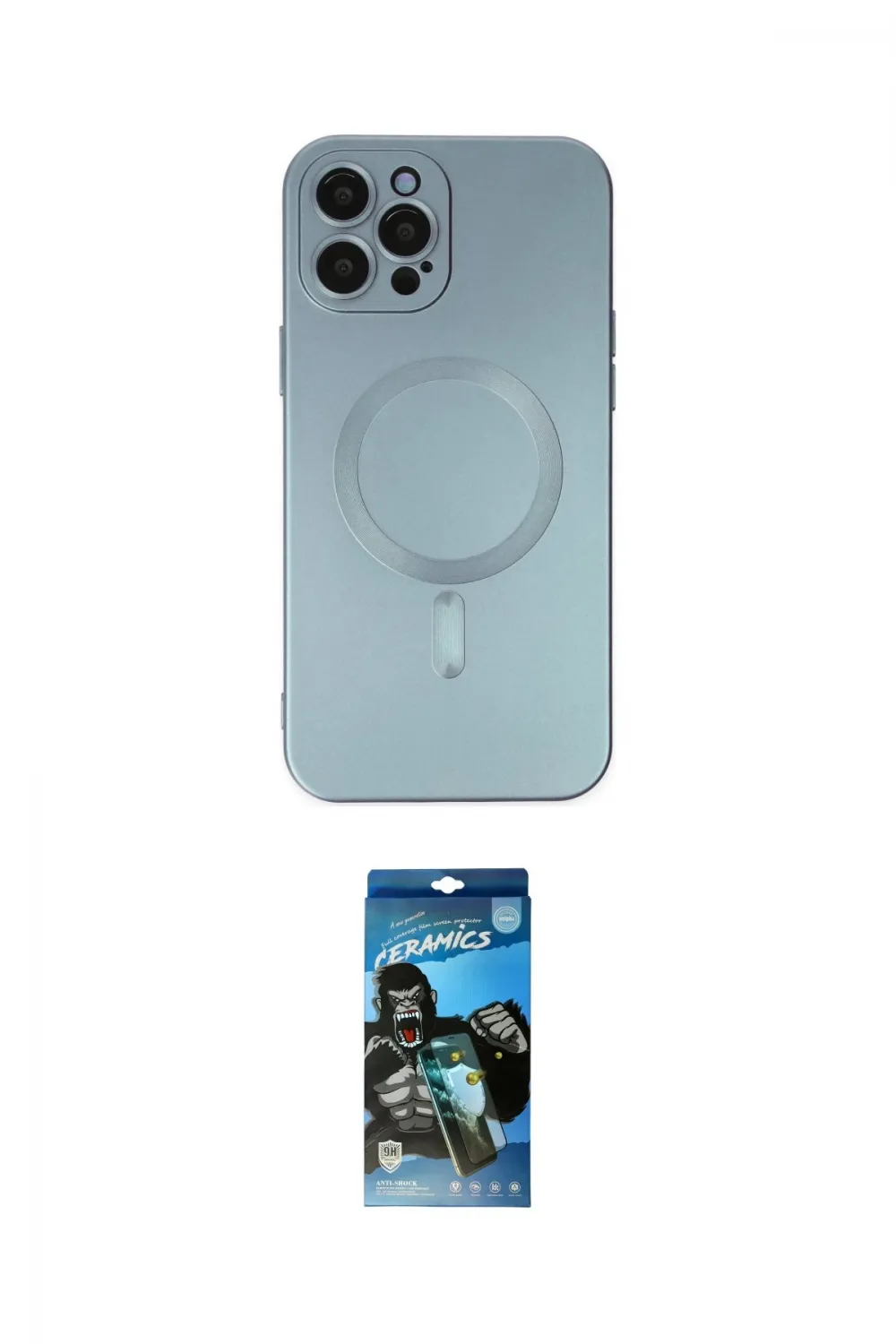 ieg™ iPhone 12 Pro Max Kılıf Akış Minimal Özel Seri - Siyah 34D Izgaralı Cam