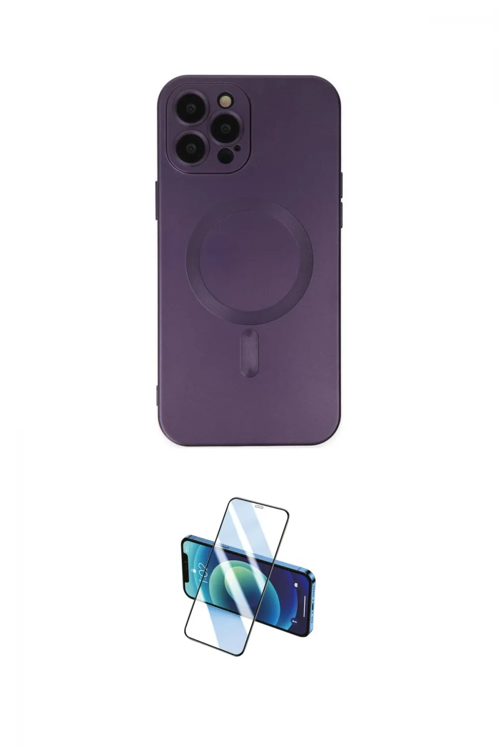 ieg™ iPhone 12 Pro Max Kılıf Akış Minimal Özel Seri - Siyah 3D Antistatik Cam Ekran Koruyucu