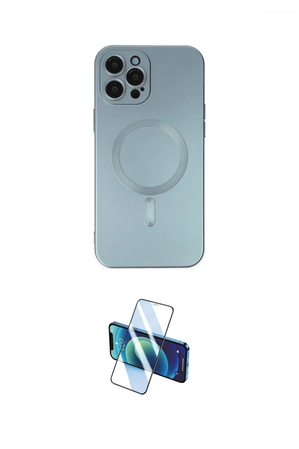 ieg™ iPhone 12 Pro Max Kılıf Akış Minimal Özel Seri - Siyah 3D Antistatik Cam Ekran Koruyucu
