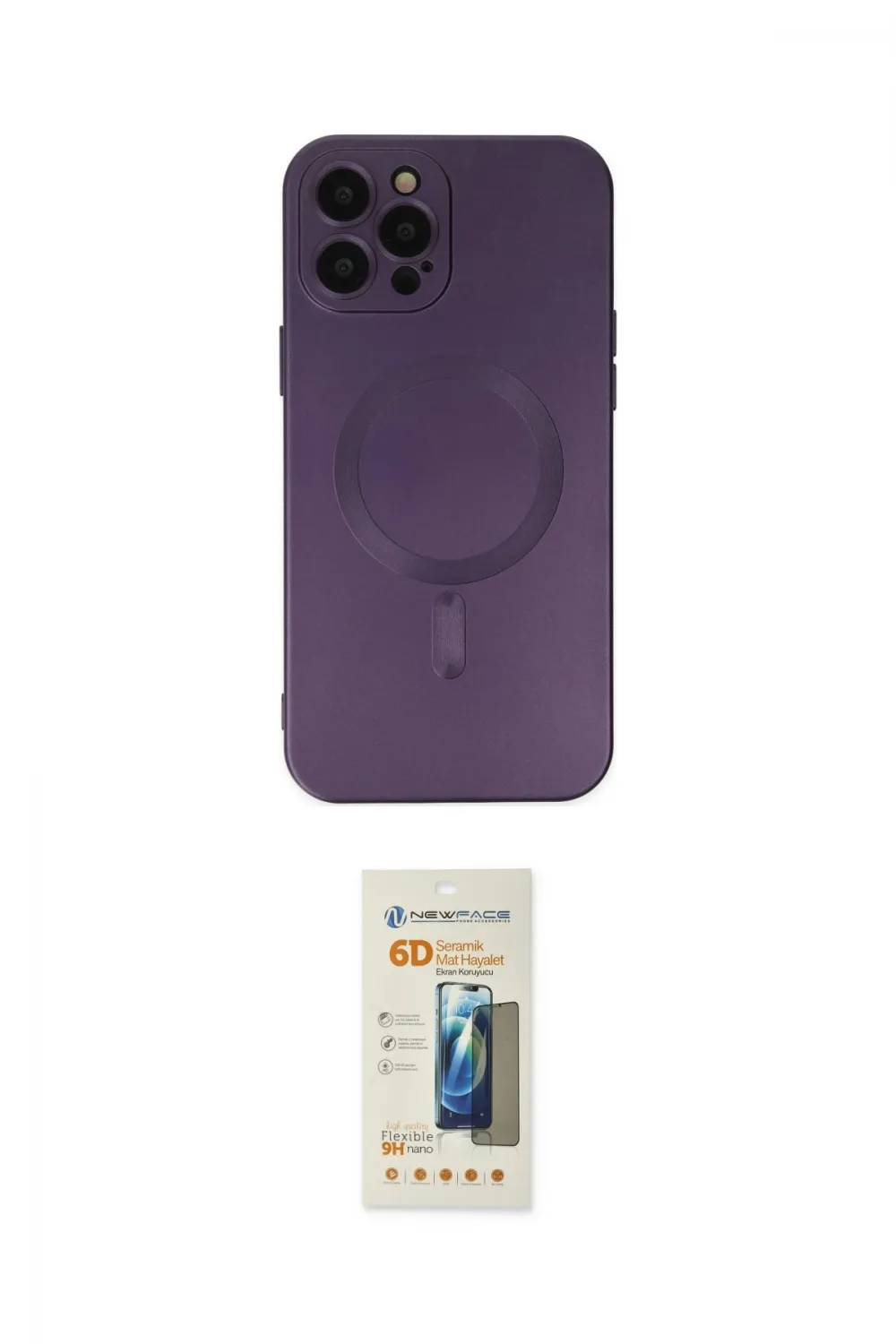 ieg™ iPhone 12 Pro Max Kılıf Akış Minimal Özel Seri - Siyah 6D Mat Seramik Hayalet Nano Ekran Koruyucu