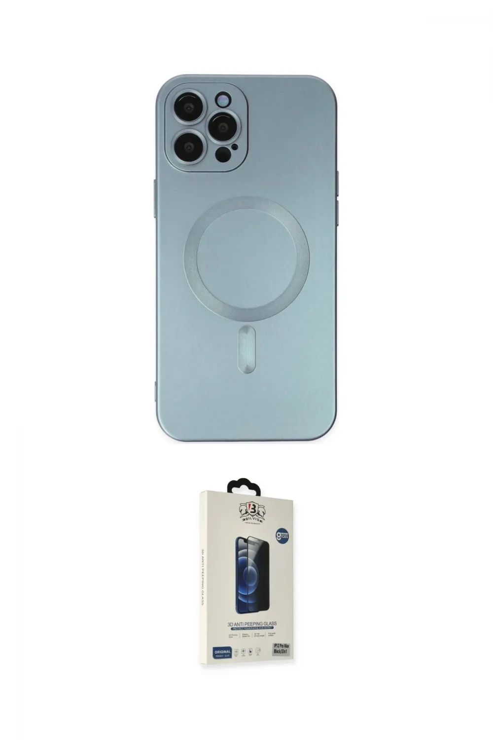 ieg™ iPhone 12 Pro Max Kılıf Akış Minimal Özel Seri - Siyah Bilvis Hayalet Cam Ekran Koruyucu