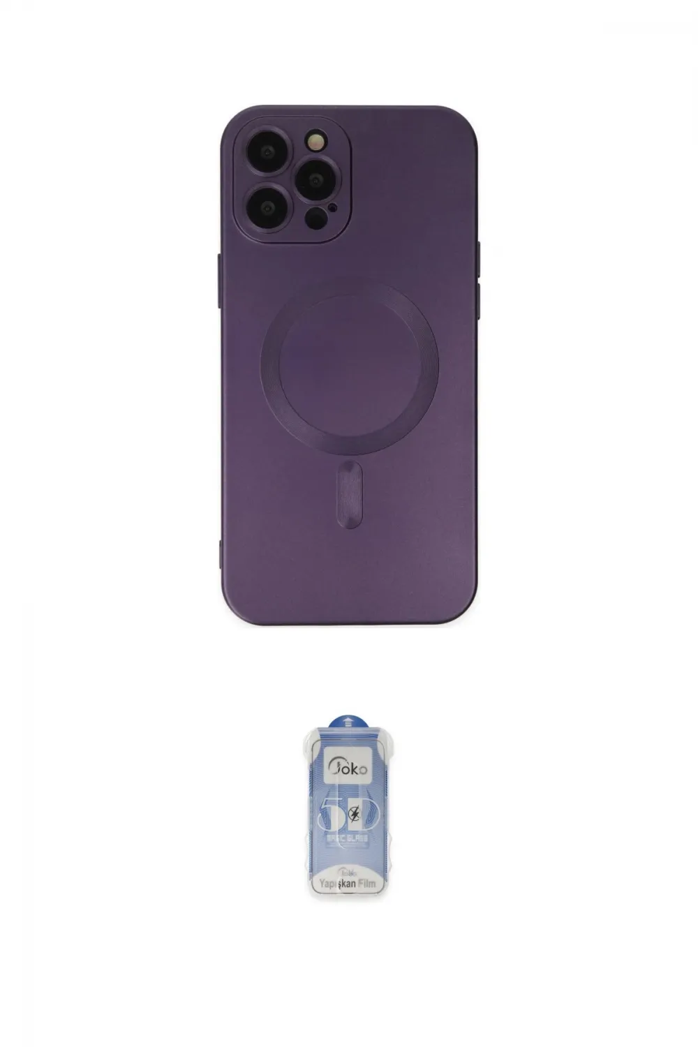 ieg™ iPhone 12 Pro Max Kılıf Akış Minimal Özel Seri - Siyah Joko Magic 5D Cam