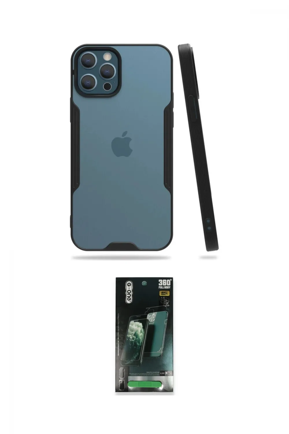 ieg™ iPhone 12 Pro Max Kılıf Atlas Asil Serisi - Şeffaf 360 Full Body Arka Koruyucu