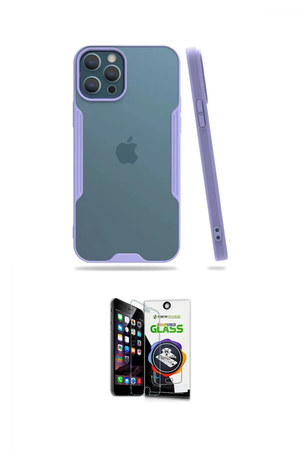 ieg™ iPhone 12 Pro Max Kılıf Atlas Asil Serisi - Şeffaf Temperli Cam Ekran Koruyucu
