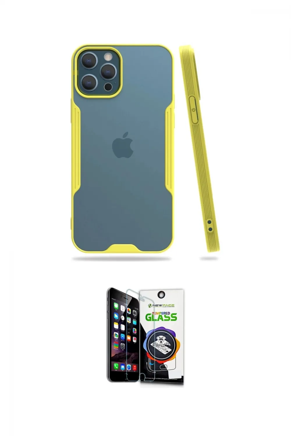 ieg™ iPhone 12 Pro Max Kılıf Atlas Asil Serisi - Şeffaf Temperli Cam Ekran Koruyucu