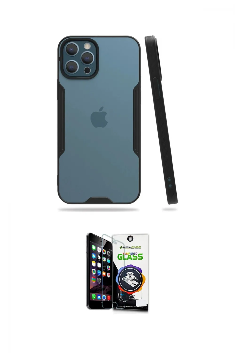 ieg™ iPhone 12 Pro Max Kılıf Atlas Asil Serisi - Şeffaf Temperli Cam Ekran Koruyucu