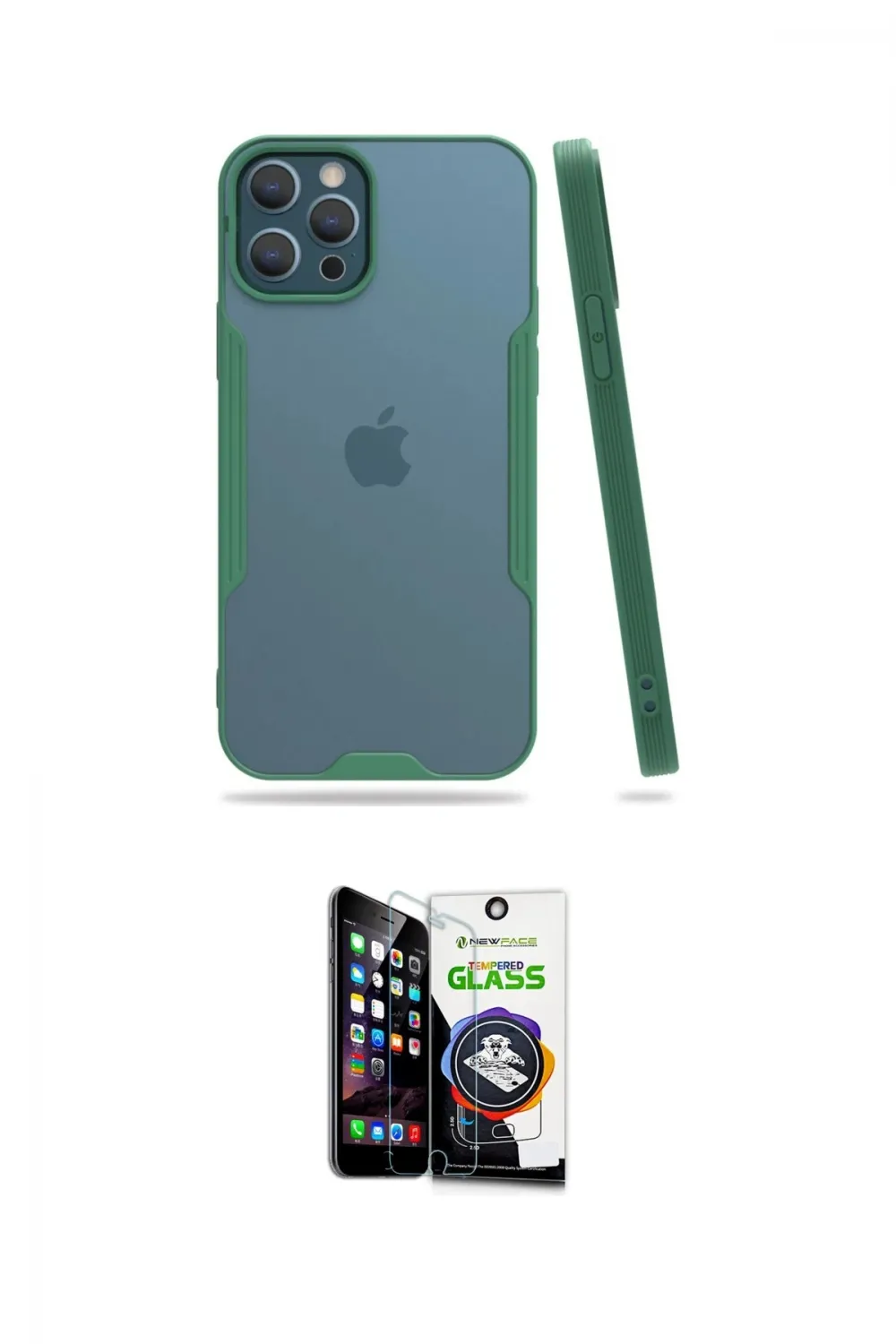 ieg™ iPhone 12 Pro Max Kılıf Atlas Asil Serisi - Şeffaf Temperli Cam Ekran Koruyucu