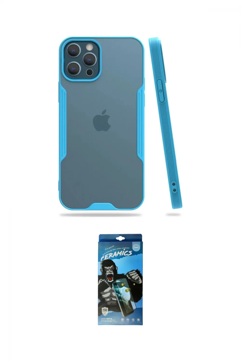 ieg™ iPhone 12 Pro Max Kılıf Atlas Asil Serisi - Siyah 34D Izgaralı Cam