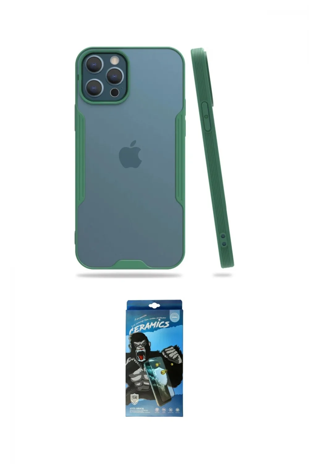 ieg™ iPhone 12 Pro Max Kılıf Atlas Asil Serisi - Siyah 34D Izgaralı Cam
