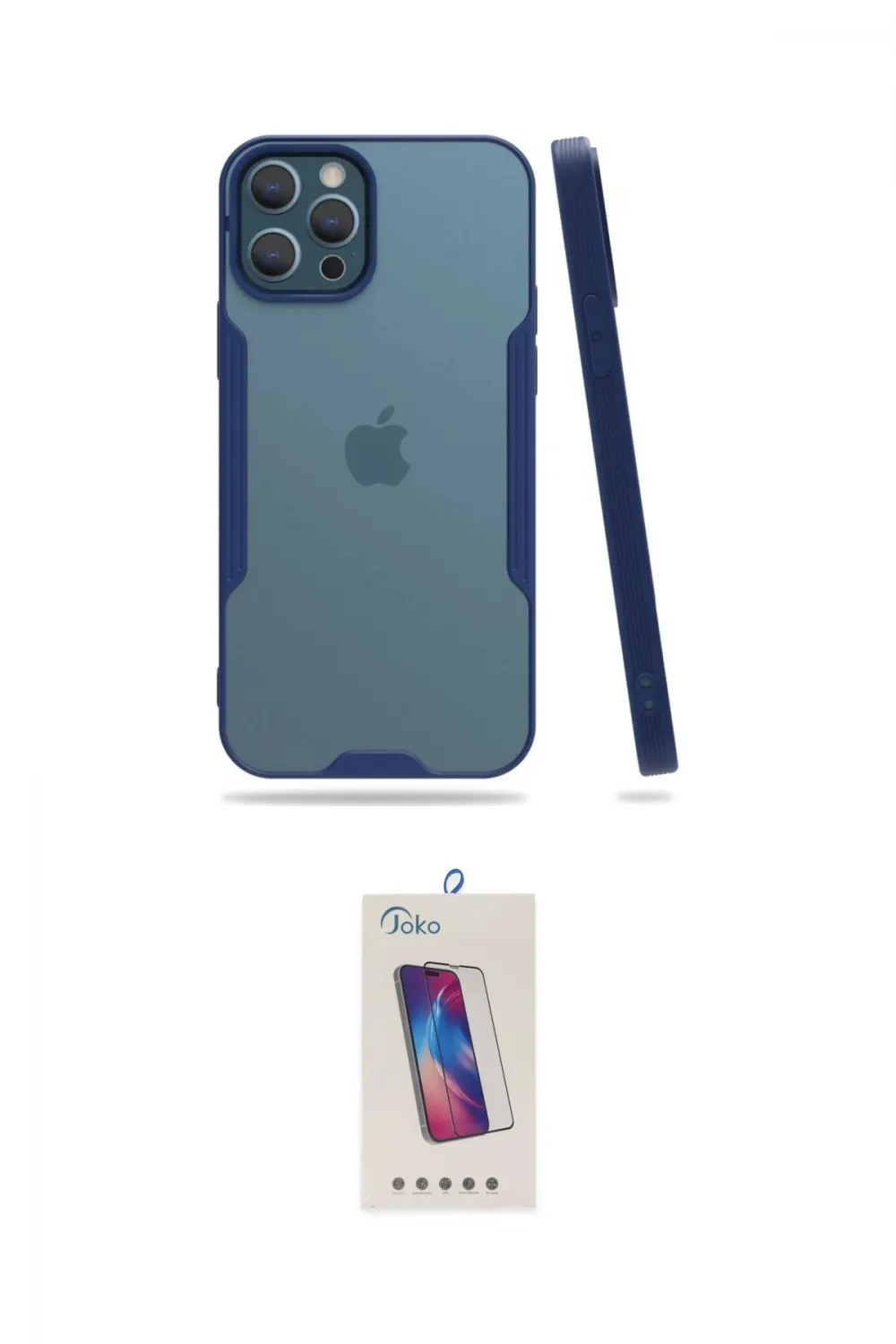 ieg™ iPhone 12 Pro Max Kılıf Atlas Asil Serisi - Siyah Joko 5D Cam