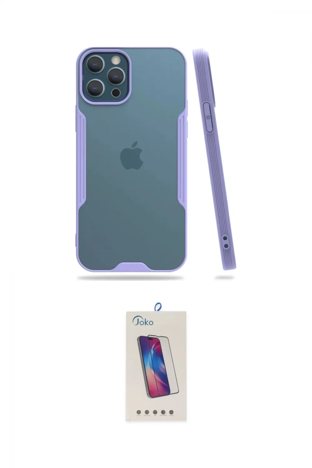 ieg™ iPhone 12 Pro Max Kılıf Atlas Asil Serisi - Siyah Joko 5D Cam