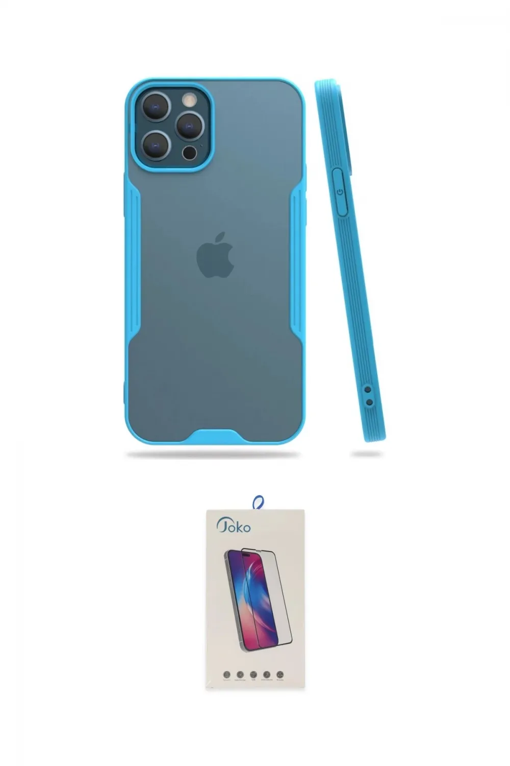 ieg™ iPhone 12 Pro Max Kılıf Atlas Asil Serisi - Siyah Joko 5D Cam